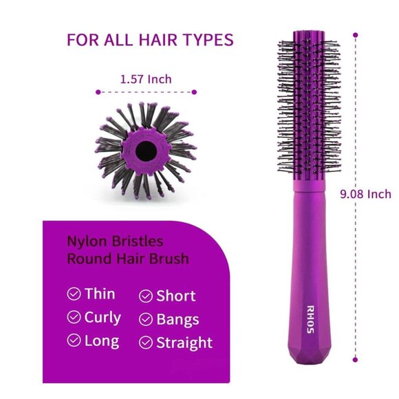 RHOS Round Purple Brush For Blow Dry Hair-1.5 inch Round - Picture 2 of 6